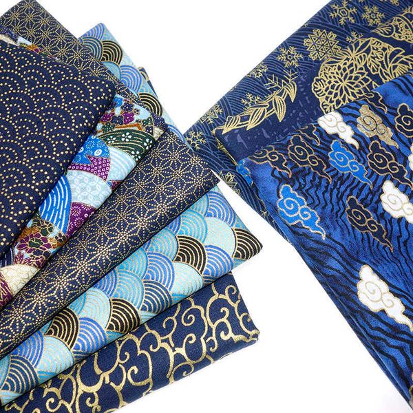 Tecido 50cm*145cm de tecido de algodão marinho por meio metro de tecido de costura japonês para materiais de artesanato de quimono diy para crianças P230506