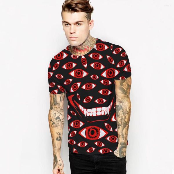 Camisetas masculinas 2023 Men/Mulheres camisa de manga curta Monstro de verão com olhos e impressão de camisetas 3D Tops Tamanho S-3xl Na243