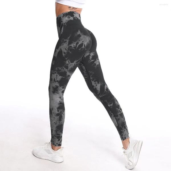 Active Pants Tie Dye Seamless High Waist Yoga Scrunch Gym Leggings Sport Damen Fitness Ruch BuLifting Stretchy Legging Booty Tights