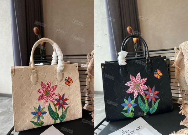 Novo designer de flores Mulheres sacolas 100% de alta qualidade Handbag de couro de luxo de luxo de luxo, desenho colorido Mulheres bolsas de ombro clássicas