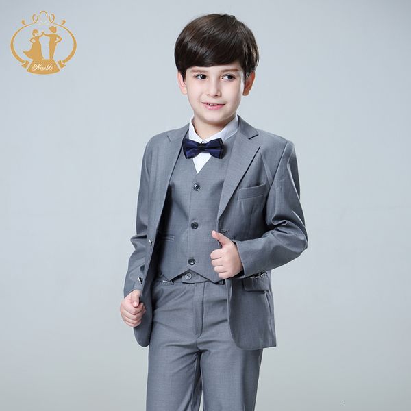 Ternos nimble primavera outono de menino formal de menino para casamentos festas de crianças figurin cesto de roupa atacadista 3pcs Conjunto de coletes de blazer 230506