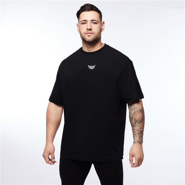 T-shirt da uomo T-shirt sportiva oversize con stampa allentata Mesh Quick Dry Streetwear Fitness O-Collo Manica corta Bodybuilding Tees