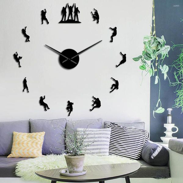 Wanduhren Kletterer 3D DIY Uhr Rahmenlos Große Wohnung Dekorationen Stumm Spiegel Aufkleber Kletterliebhaber Uhr