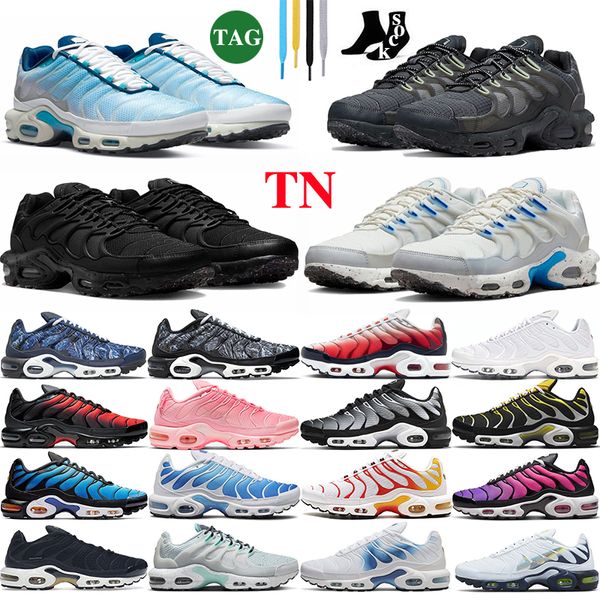 Laufschuhe Damen Herren Atmungsaktives Mesh-Sportschuh Tn White Mica Green Triple Black White Cleans White Reflektierendes Tennis Black University Blue Tns Atlanta Trainer