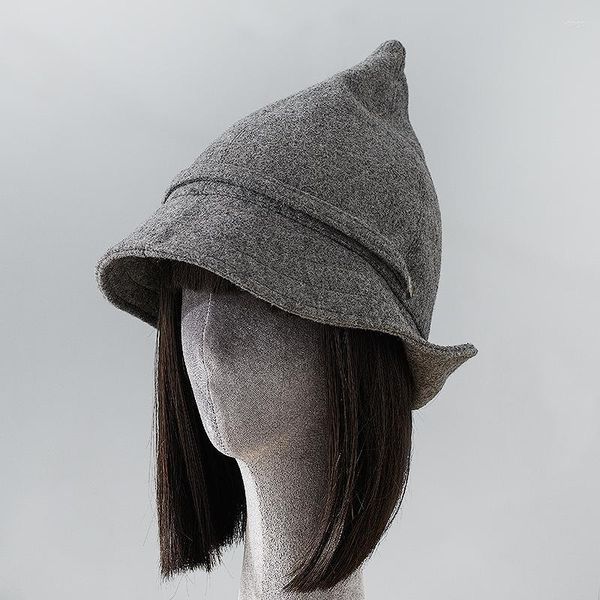Berets Fashion Wool Weeld Осенняя зимняя шляпа шляпы Хэллоуин Шляпа ведьма Женщины вязаные подарки смешные острые рыбаки