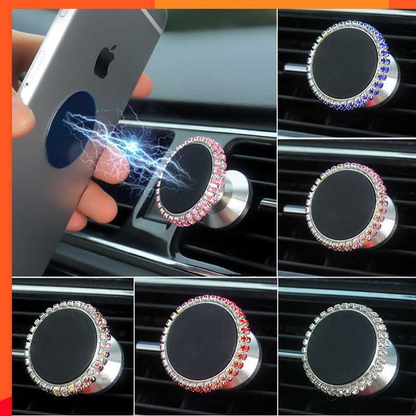 Suporte magnético universal luxuoso para telefone de carro, montagem magnética, acessórios de carro para mulheres, para iphone 13 12, xiaomi, huawei, samsung oneplus