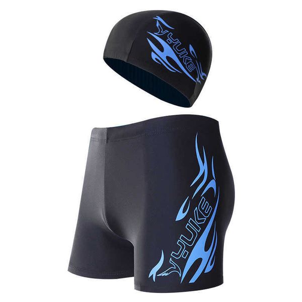 Menina de banho masculina Menina de banho com Hat Beach Sport Swim Turnks Homem Surf Swimming Short para boxeador de roupas de banho masculino Rápula de secagem rápida PLUS TAMANHO P230506