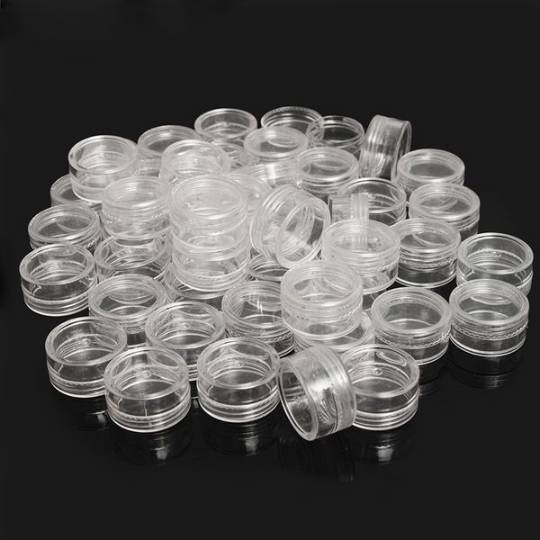 Caixas de armazenamento caixas 50pcs 2,5 ml Caixa de jóias de plástico transparente Caixa de armazenamento de bef