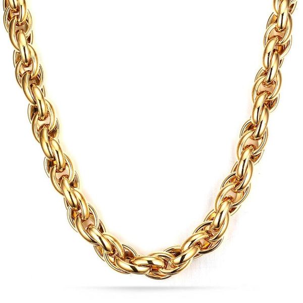 Цепочки высококачественная золотой цвет скрученной веревочной цепь для мужчин Женщины из нержавеющей стали крутые модные украшения/подарки браслета