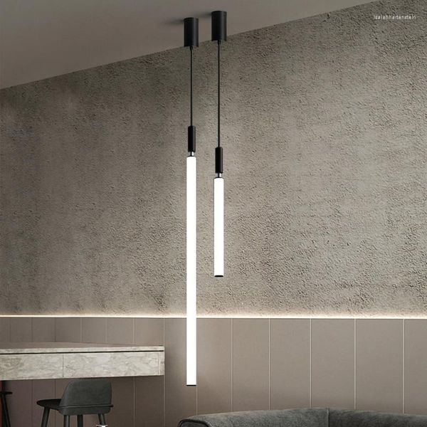 Pendelleuchten Nordic Designer LED Schlafzimmer Nacht Kronleuchter Bar Rezeption Lange Rohrtreppe Einfache Hängelinie für Wohnzimmer