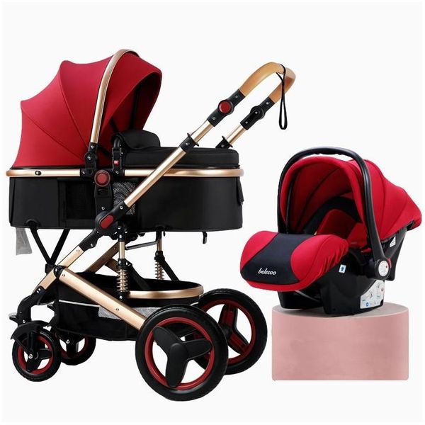 Passeggini High Landscape Passeggino 3 in 1 con seggiolino auto e set per neonati di lusso Born Trolley Drop Delivery Tappetino per bambini Dhlxi