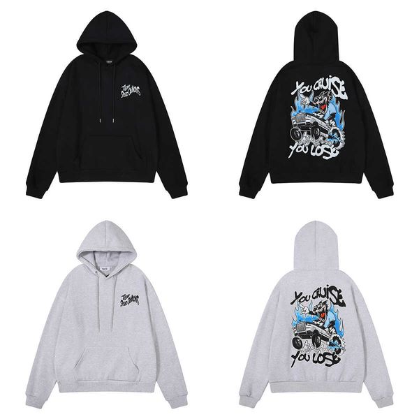 Tasarımcı Giyim Erkek Sweatshirtleri Hoodie trapstar Sonbahar/Kış Yeni Hoodie Crazy Truck Print Saf Pamuklu Peluş Erkek Kadın Triko Trend Eşofman Üstleri