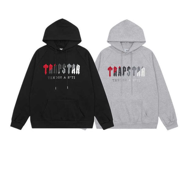 Designer-Kleidung Herren Sweatshirts Hoodie Trendy Trapstar Rot Grau Handtuch bestickt Paar locker entspannt Kapuzenpullover Mode Streetwear Pullover Jacke