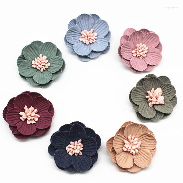 Flores decorativas 10pcs Chiffon Cluster Lace Decoration Fabric Applique Appliques Appliques Supplies de costura