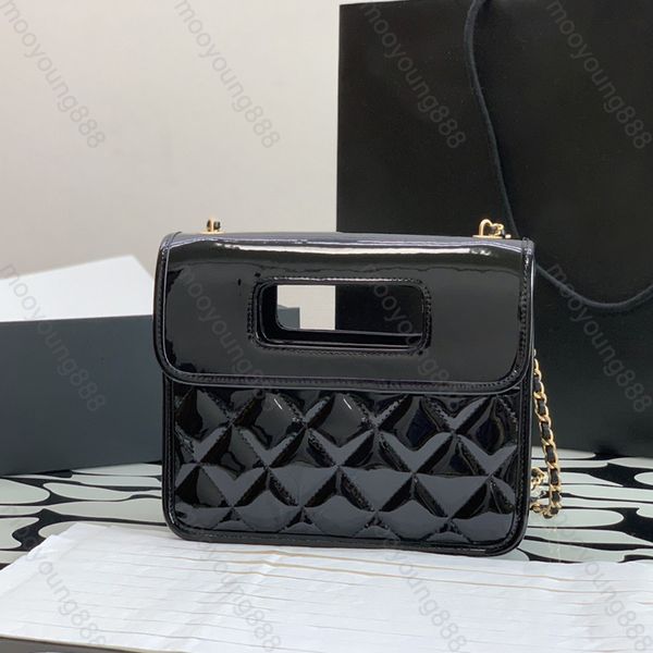10A Mirror Quality Digners Small Envelope Flap Bags 20cm Womens Patent Leather Handbag Luxury Black Quilted Purse Crossbody Shoulder Chain Box Bag With Chip