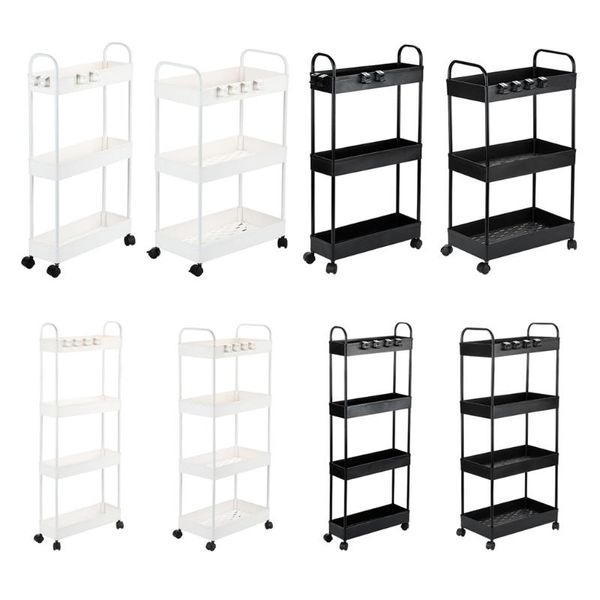 Carrello portaoggetti con rotelle Organizzazione Scaffale mobile a 3/4 livelli Carrelli da bagno con maniglia per cucina Lavanderia S17 21 Dropshipping