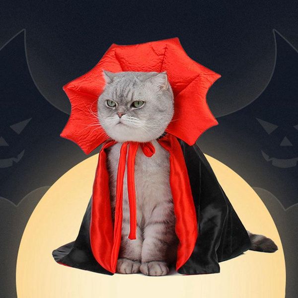 Abbigliamento Vestiti per gatti Cosplay Simpatici costumi per animali di Halloween Cosplay Mantello da vampiro per piccoli gatti Gattini Cuccioli Vestiti da strega Forniture per le vacanze