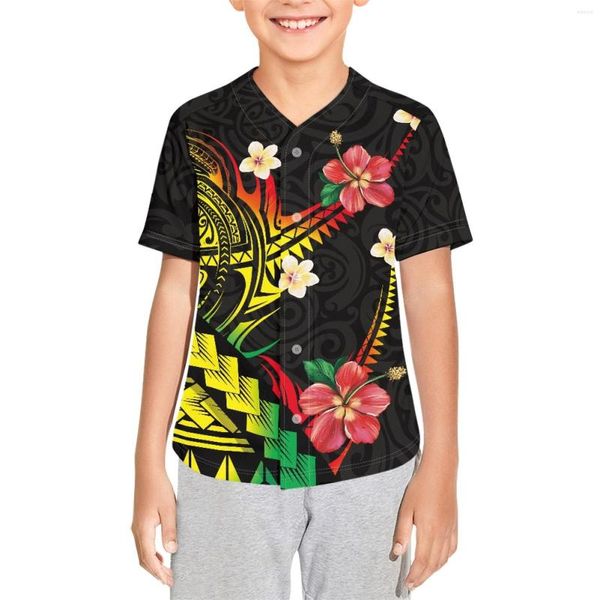 Freizeithemden für Herren Polynesian Tribal Tongan Totem Tattoo Tonga Prints Premium Baseball Jersey Active Shirt Uniform For Boys Girls Juniors