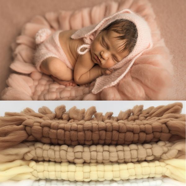 Keepsakes Baby Pography Props born Po Shooting BLAnket Weaving Thick Basket Wool BLAnket Infant Accessoires Foto Studio 230504