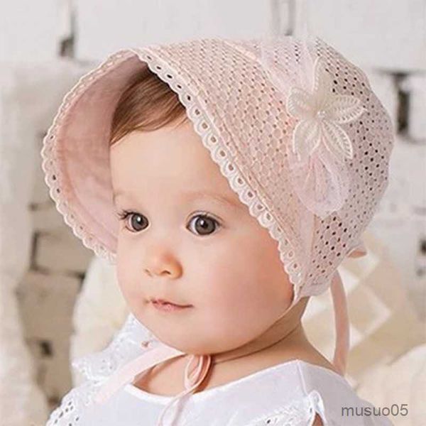 Caps chapéus de flor fofa princesa chapéu de menina de verão malha bebê chapéu de sol oco Hollo