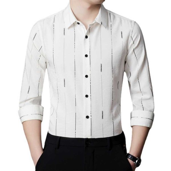 Camicie casual da uomo Primavera Nuova camicia da uomo Business Casual Slim Fit Non Iron Top Camicia da uomo a maniche lunghe a righe da uomo Premiumavzy