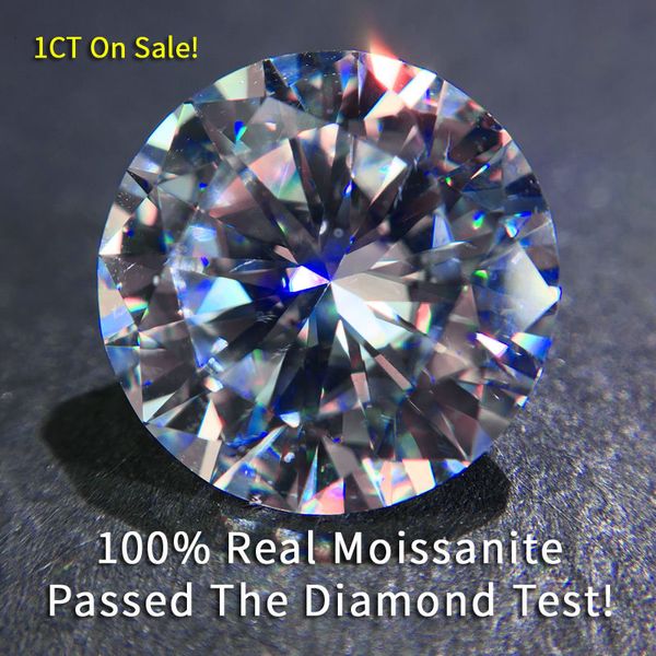 Gevşek Elmaslar Büyük Satış Gerçek Moissanite Stone 1CT 65mm Renk De VVS1 3EX Kesme Gevşek Elmas Taşı Toptan Moissanit Yüzük 230505