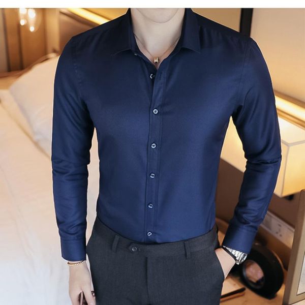 Herren Freizeithemden 2023 Herbst Koreanischer Stil Langärmliger Umlegekragen Button Down Regular Fit Weiß Schwarz Soziales Hemd