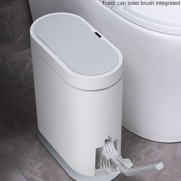 Lixo de lixo de resíduos Lixo do sensor SMART pode lixo automático de banheiro doméstico com cobertura escova de vaso sanitário impermeabilizada n costura 230505