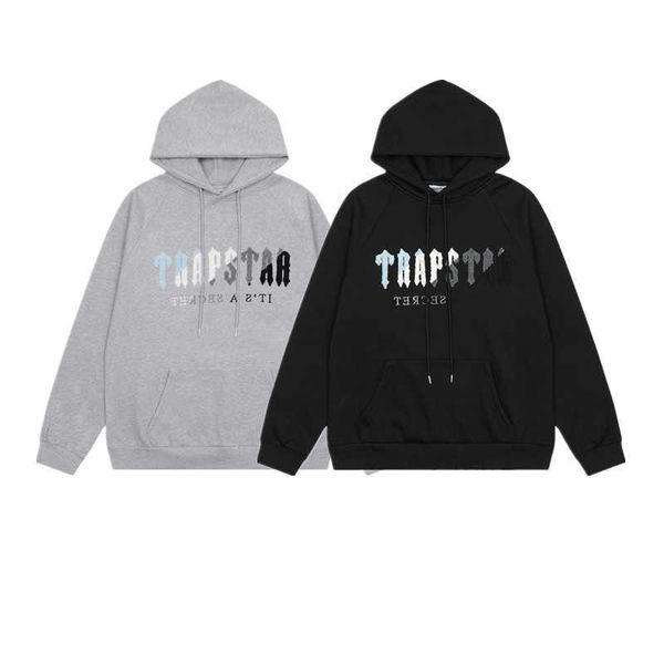 Designerkleidung Herren Sweatshirts Hoodie Trendy Trapstar Blau Weiß Grau Schwarz Handtuch Bestickt Paar Lose Entspannt Kapuzenpullover Mode Streetwear Tops