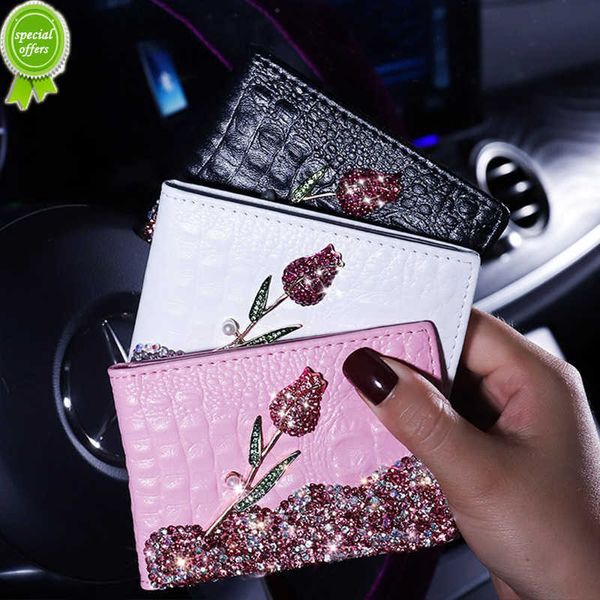 New Diamond Rose Auto Driver Licent Cover License Copertina per auto Copertina Titolare di credito per auto Bling Accessori per donna