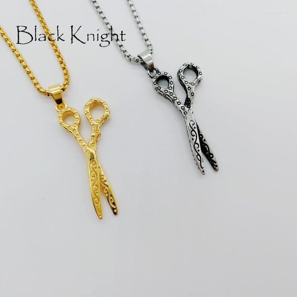 Colares pendentes Cavaleiro preto Colar de tesoura Dourado cor de aço inoxidável de aço de jóias de moda elegantes BLKN0575