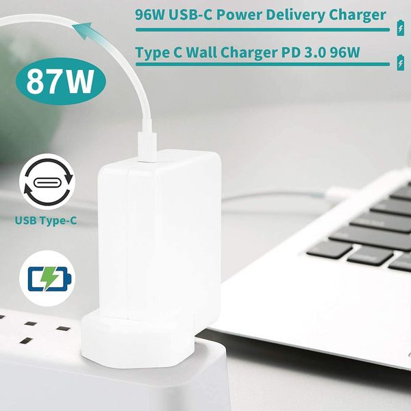 Chargers 87W USB C Caricatore Adattatore di alimentazione Compatibile con laptop telefonico 1M Accessori per cavi di ricarica Typc