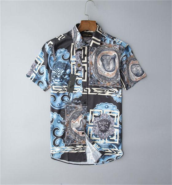 23ss Camicia di design di lusso Moda uomo Camicia da bowling con stampa classica geometrica nera Camicia casual da uomo a fiori hawaiani manica corta allentata AB36