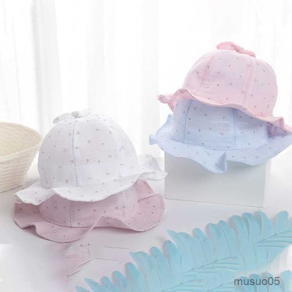 Caps Hüte Süßes Baby Mädchen Sonnenhut Blumendruck Neugeborenes Baby Eimer Hut Sommer Outdoor Atmungsaktive Säuglingskappe