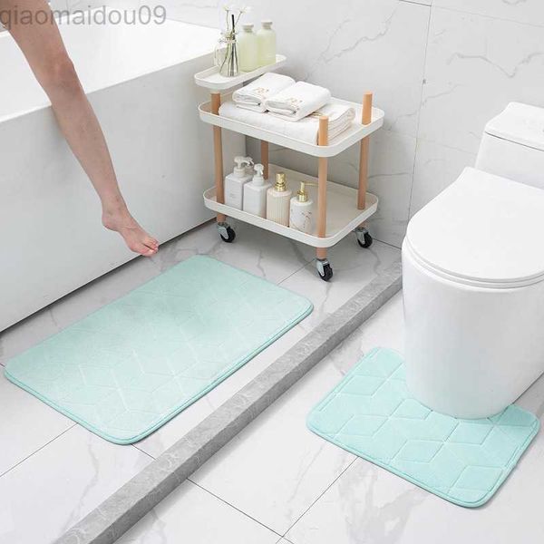 Tappetini da bagno 2 pezzi Set di tappetini da bagno in ciniglia Rettangolo a forma di U Tappetini da bagno Kit Tappetini da bagno antiscivolo per bagno Set Tappetino da bagno Badmat AA230506