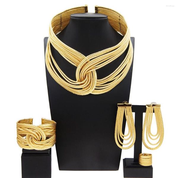 Collana Orecchini Set di alta qualità Brasile Placcato oro Donne Prom Party Nuziale Fedi nuziali Accessori gioielli Regali