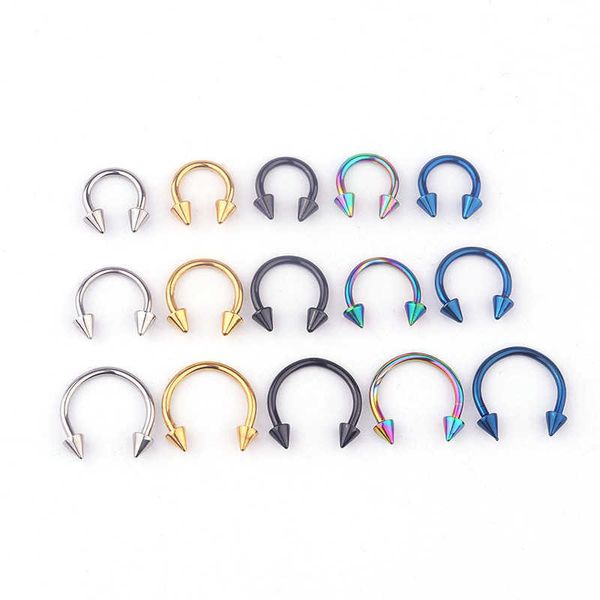 316L Medical Aço inoxidável Medical cônico Ring em forma de Horseshoe Ring nasal Ear nariz anel de anel de lábio, preto multicolorido dourado corporal azul jóias por atacado