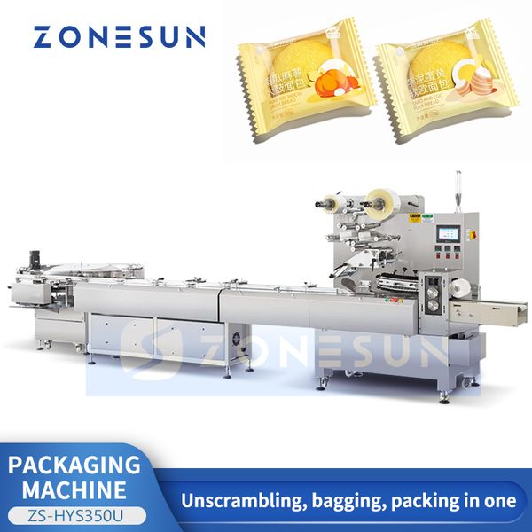 Zonesun Horizontal автоматическая пакетная машина бисквит-закуски Foods Упаковка без капля уплотнения zs-hys350u