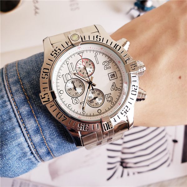 2023 novo relógio masculino quartzo luxo navitimer b01 dial marca cronógrafo cinto pulseira de aço alta qualidade relógio pulso a9
