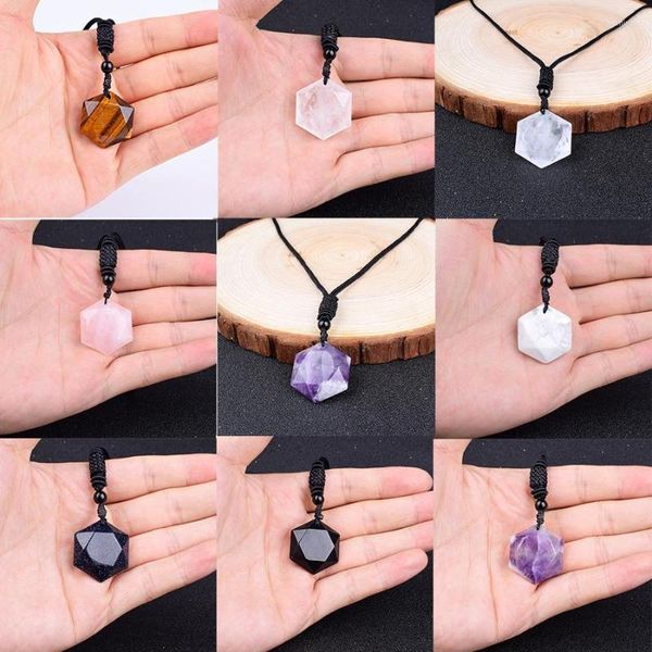 Colares pendentes naturais obsidiana obsidiana olho de ametista de David Amulet Pingenters Jewelry Gift Gift