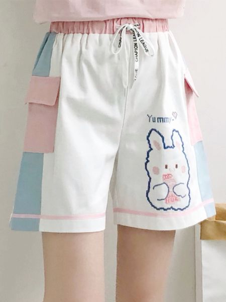 Damenhose Merry Pretty Rabbit Kawaii Shorts Y2K Koreanischer Stil Baumwollhose Stickerei Hohe Taille Lässige Mädchen Rosa 230506