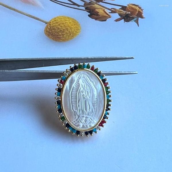 Collane con pendente 10 pz/lotto Naturale CZ Vergine Di Guadalupe Madreperla Shell Grace MOP Charms