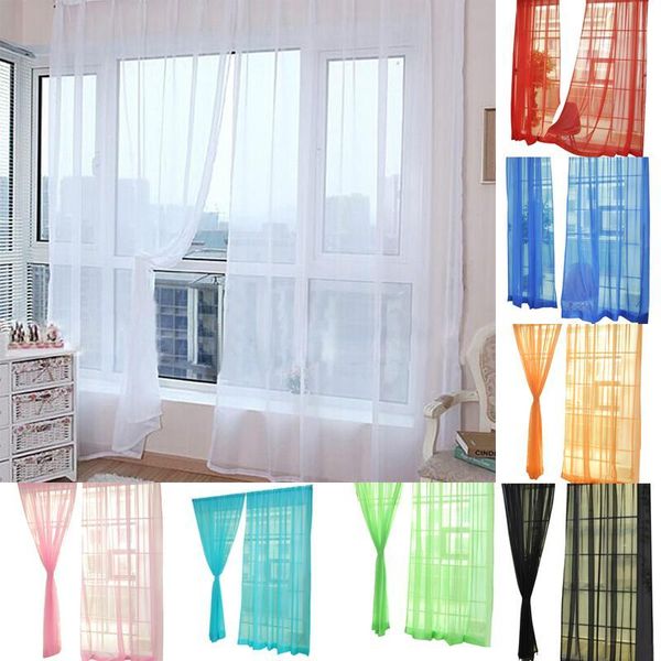 Perde Drapes 38 2pc Saf Renk Tül Kapı Pencere Kurulum Panel Sheer Eşarp Valances Modern Yatak Odası Yaşam için Perdeler