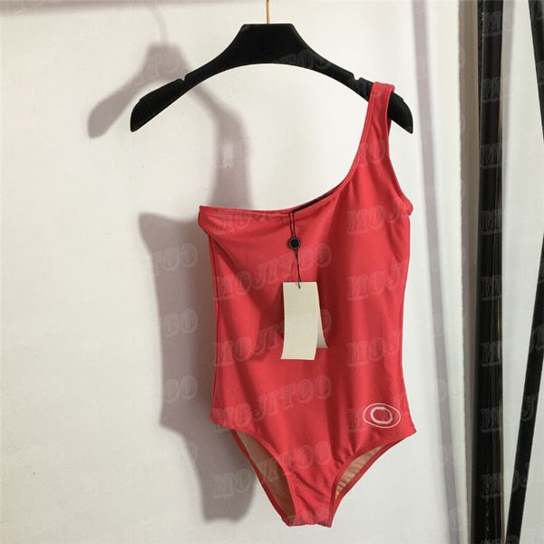 Costume da bagno monospalla stampato con lettera Costume da bagno imbottito bikini da donna per l'estate