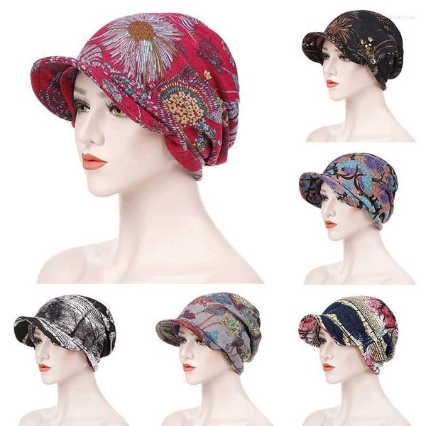 Berretti Beanie/Skull Caps Moda Donna Cappello stampato Inverno Turbante Beanie per Lady Donna Autunno Cotone Cappelli da baseball Oliv22