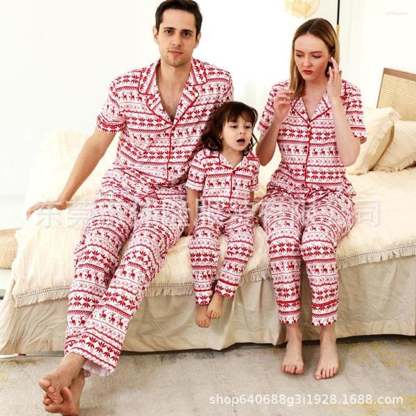 Женские брюки с двумя частями напечатанная семья Европа и пижама Соединенных Штатов устанавливают мальчики для девочек девочка женская одежда мужская рождество