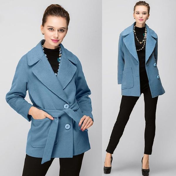 Kadın Yün Karışımları Moda Bayanlar Sonbahar Kış Yün Palto Dönüş Yaka Ceket Katlar Giyim Artı Boyut Kıyafet Palto M-XXXXXL 5XLW