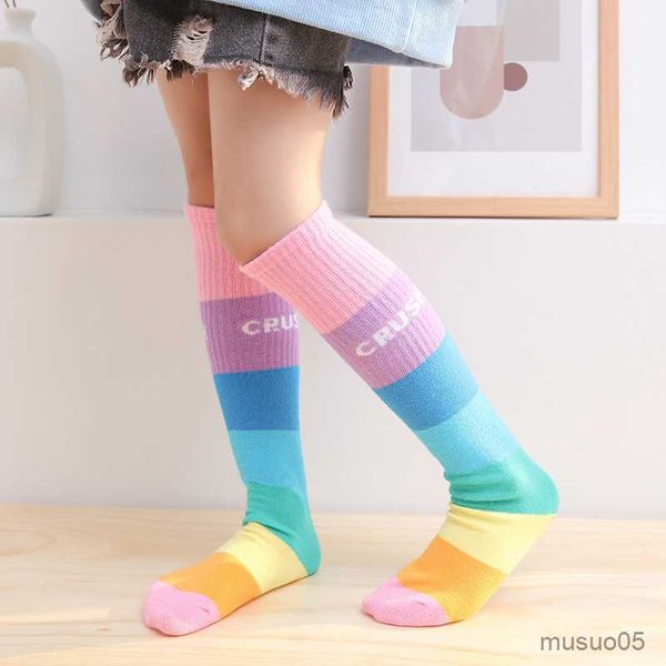 3 pezzi primavera autunno ragazze cotone caviglia corti calzini belli arcobaleno multicolore bambini bambini ginocchio alto neonato bambino freeship