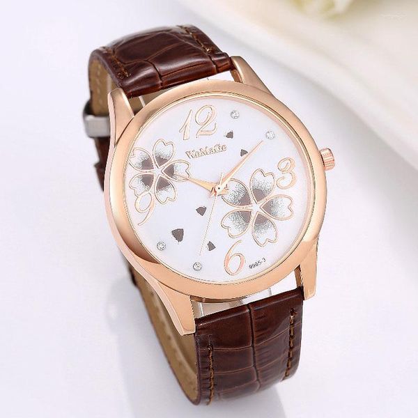 Orologi da polso WOMAGE Orologi eleganti da donna alla moda Orologi con motivo a fiori Orologio con strass in oro rosa al quarzo Relogio Feminino Montre Femme