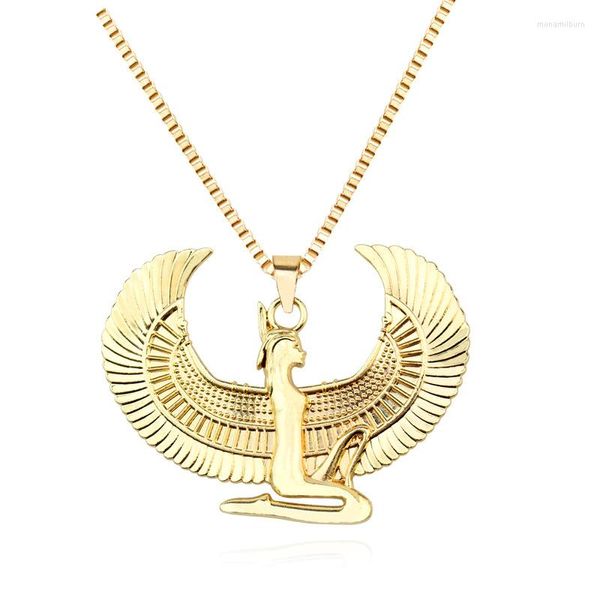 Collane con ciondolo Antica mitologia egizia Horus Collana barocca dorata in acciaio al titanio Collana da donna con catena per maglione Regalo per l'anniversario